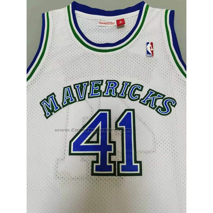 Maglia Dallas Mavericks Dirk Nowitzki NO 41 Mitchell & Ness 1998-99 Bianco